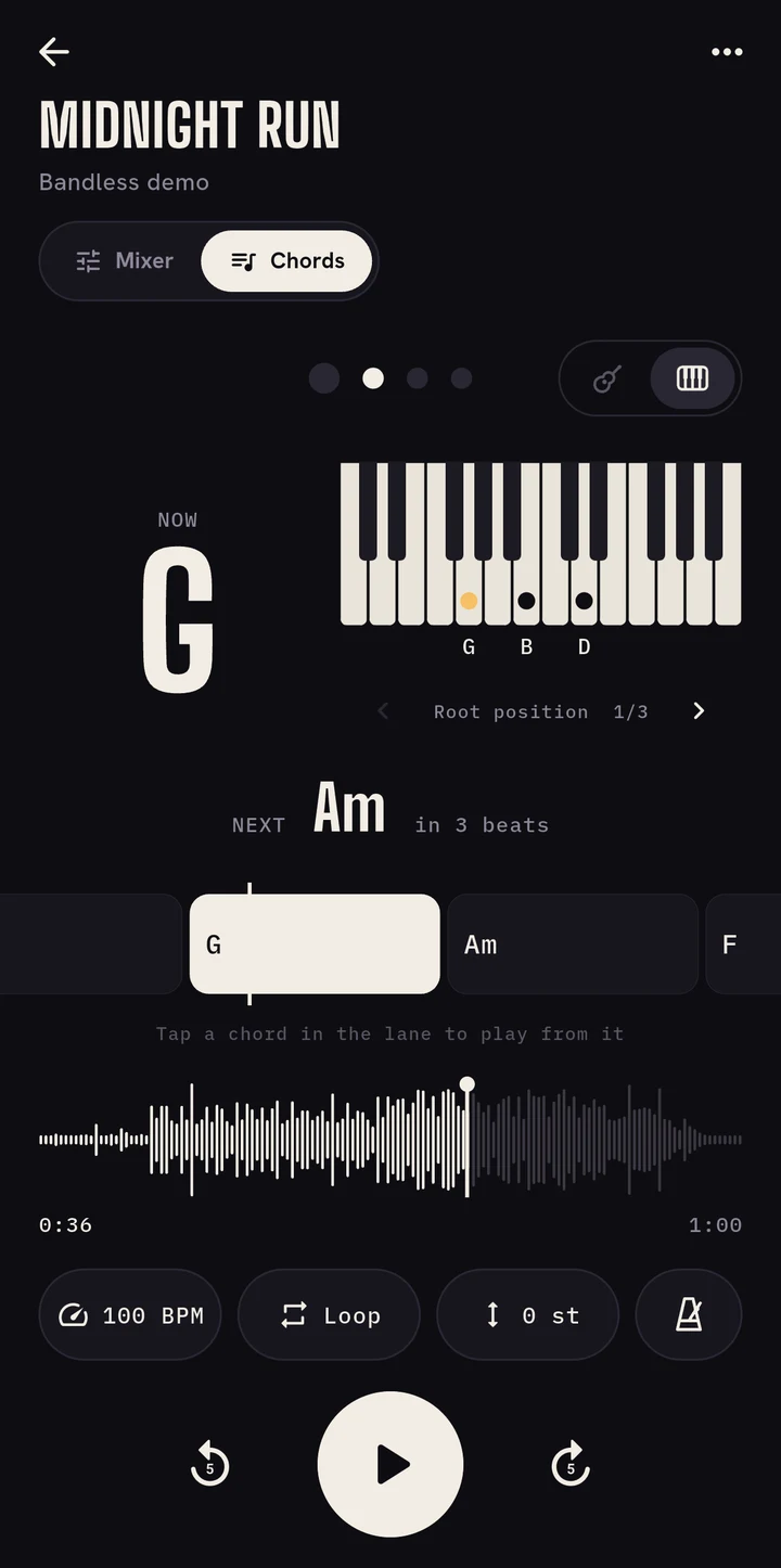 Bandless: Follow the chords